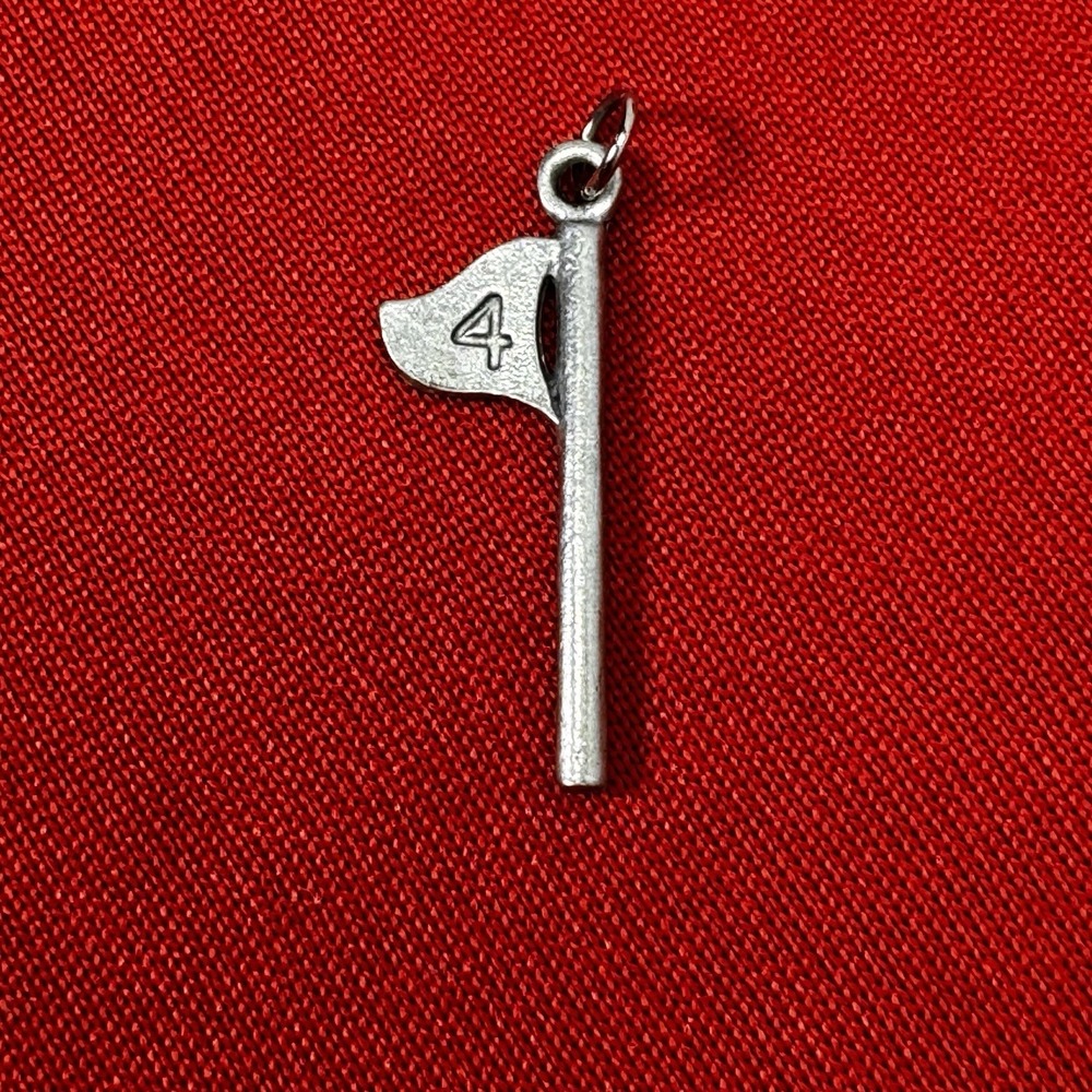 Silver Tone "4"‎ Flag Charm
